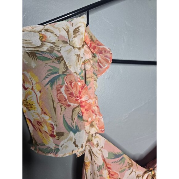 WAYF Valerie Blouson Midi Chiffon Dress Large Spring Wedding Guest Bridal Shower - Picture 12 of 13